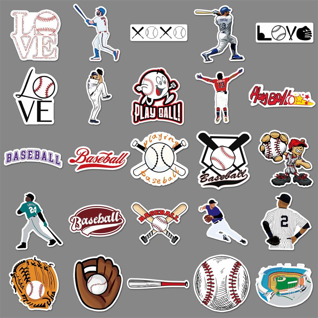 50 Personalized Baseball Graffiti Stickers – Waterproof DIY Skateboard & Suitcase Decor