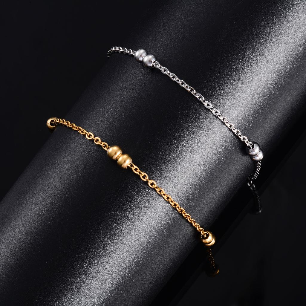 Cute Stainless Steel Beads O Chain Bracelet for Women Girl Anklet Link Foot Hand Chain with Extender Metal Jewelry Accessories