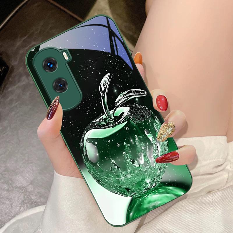 Transparent Crystal Apple For Honor 200 90 8X 9X Pro Lite P50 P40 Nova 10 11i P60 Magic4 6 Mate 20 50 Tempered Glass Phone Case