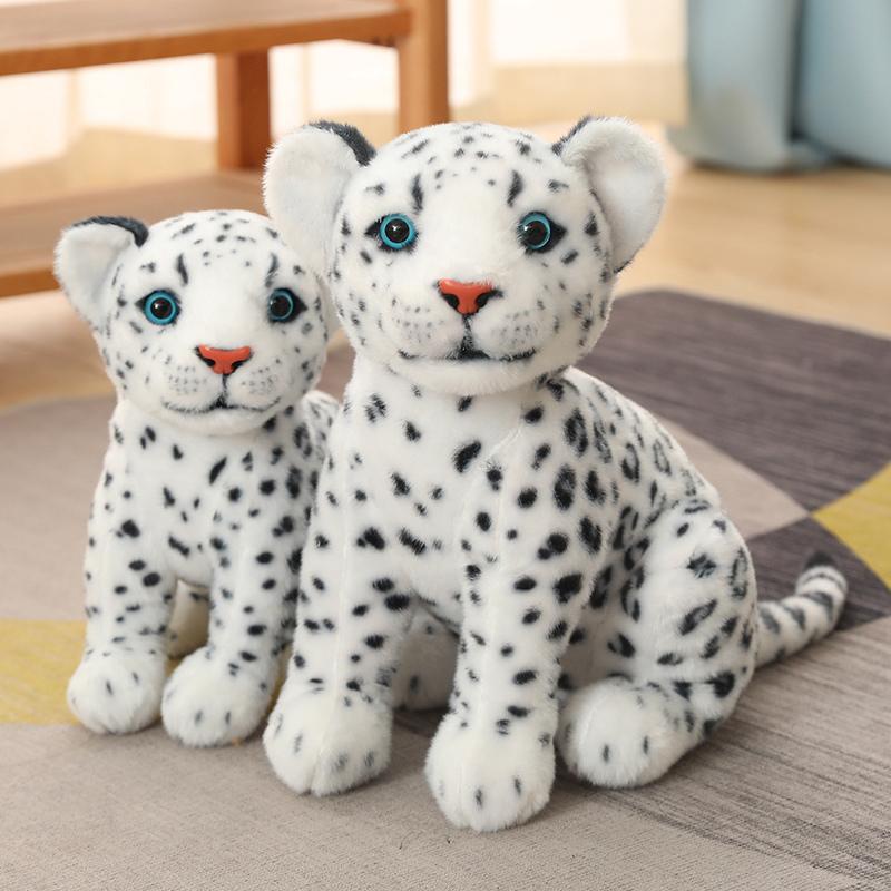 28/32cm Simulation White Leopard Lifelike Animal Plushie Sitting Spotted Leopard Nice Gifts Designed For Friends Home Decro