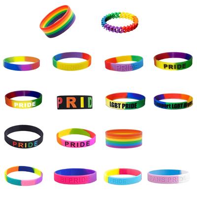 Duhový silikonový náramek Řetízkový styl Gumový náramek Písmena Pride Různé barvy Náramek na ruku Náramek na zápěstí Sportovní Párty Rekvizity