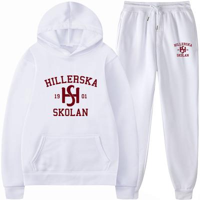 HILLERSKA SKOLAN Young RoyalsHoodie Suit Hoodie and Pants 2 Pieces Casual Tracksuit Running Jogging Sportswear Suit