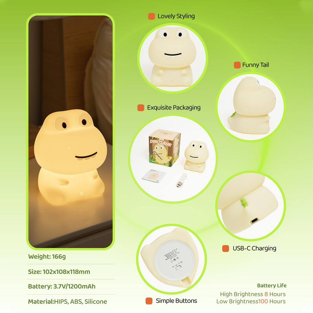 Urocza lampka nocna ze zwierzątkiem Kreatywna lampka nocna w kształcie smoka, żaby, krokodyla Dekoracja wnętrza Kolorowa atmosfera Prezent na urodziny dla dzieci
