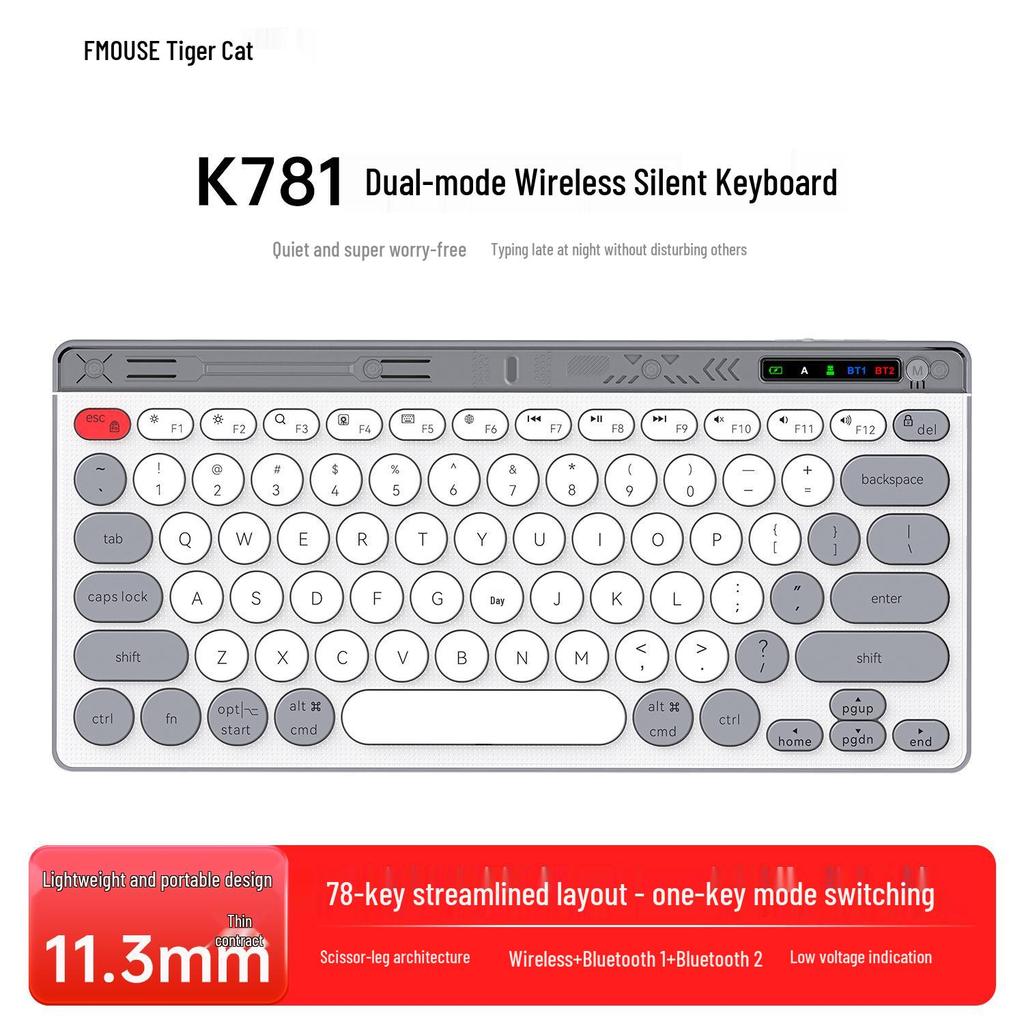 Rechargeable Universal Wireless Bluetooth Scissor-Switch Keyboard for Laptop, Desktop, Tablet, and Phone