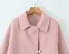Mid-Length Wool-Cashmere Coat with Doll Collar & Petal Buttons, Double-Faced, Chic Autumn/Winter Style, Youthful Look.