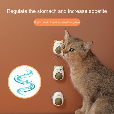 Palla di erba gatta Copertura in materiali naturali 360° Montaggio a parete con pasta ovunque Grado Girevole Aumenta l'appetito Parete di erba gatta interattiva con alito rinfrescante