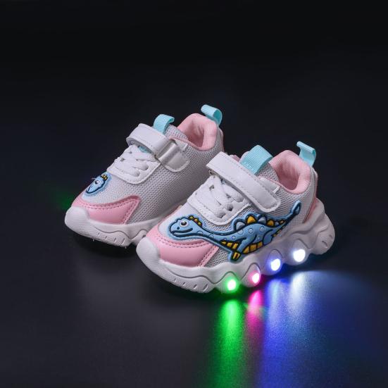 Kinder-Sportschuhe mit Dinosaurier-Motiv, atmungsaktive Mesh-Sneaker für Jungen und Mädchen, Kleinkinder, leichte Lauflernschuhe mit rutschfester Innensohle, für draußen und drinnen, für die Schule