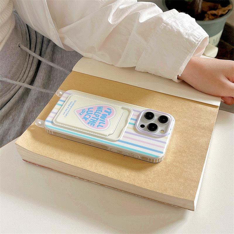 

Dopamine Striped Heart shaped Lashing Rope Is Suitable for IPhone16promax Phone Cases IPhone 15 Card Cases and IPhone 14 Protective Cases Apple 15PROMAX