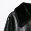 PBZA Womens Faux Leather Jacket Double-sided Fur-lined Coat Winter