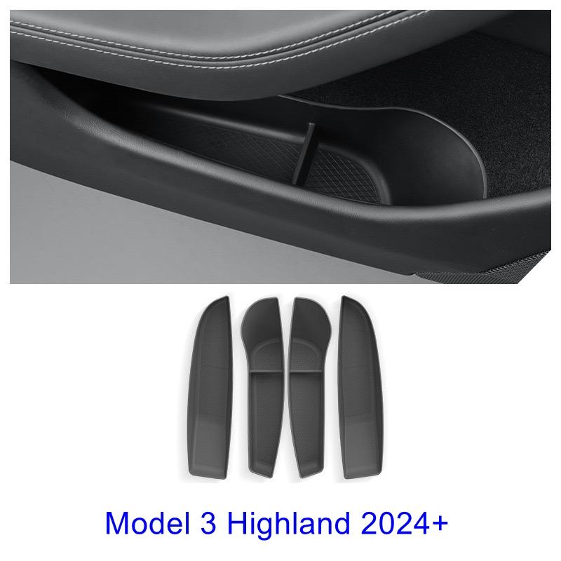 Door Side Storage Box For Tesla Model Y Juniper 2025 Model 3 Highland Organizer Central Console Tray Anti-dirty Mat Accessories