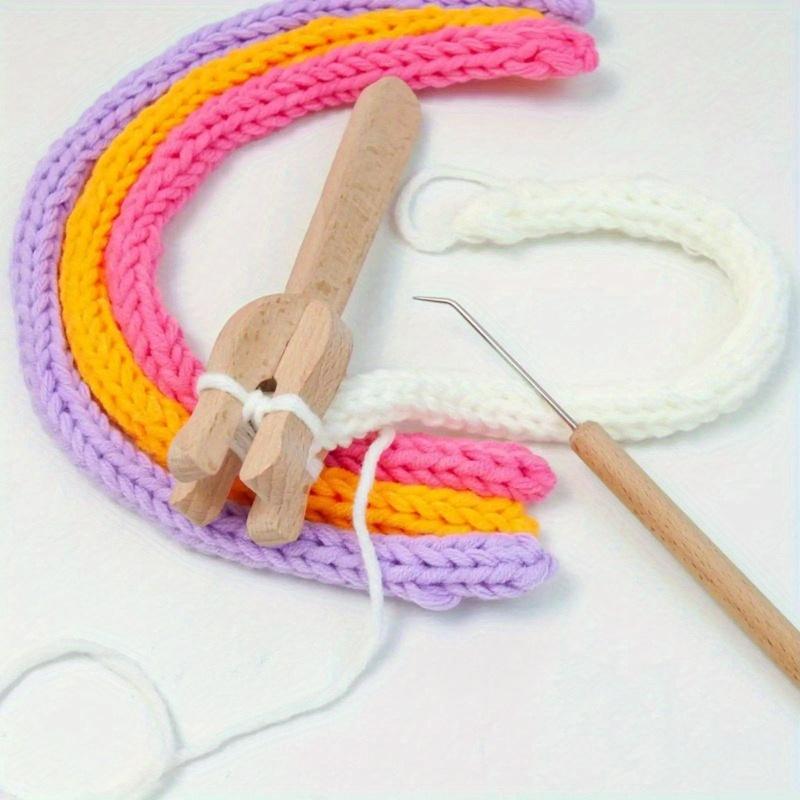 2pcs Knitting Fork and Needle Kit Wooden Hand Weaving Ancient Cording Tool Wooden Lucet Fork Weaving Needle