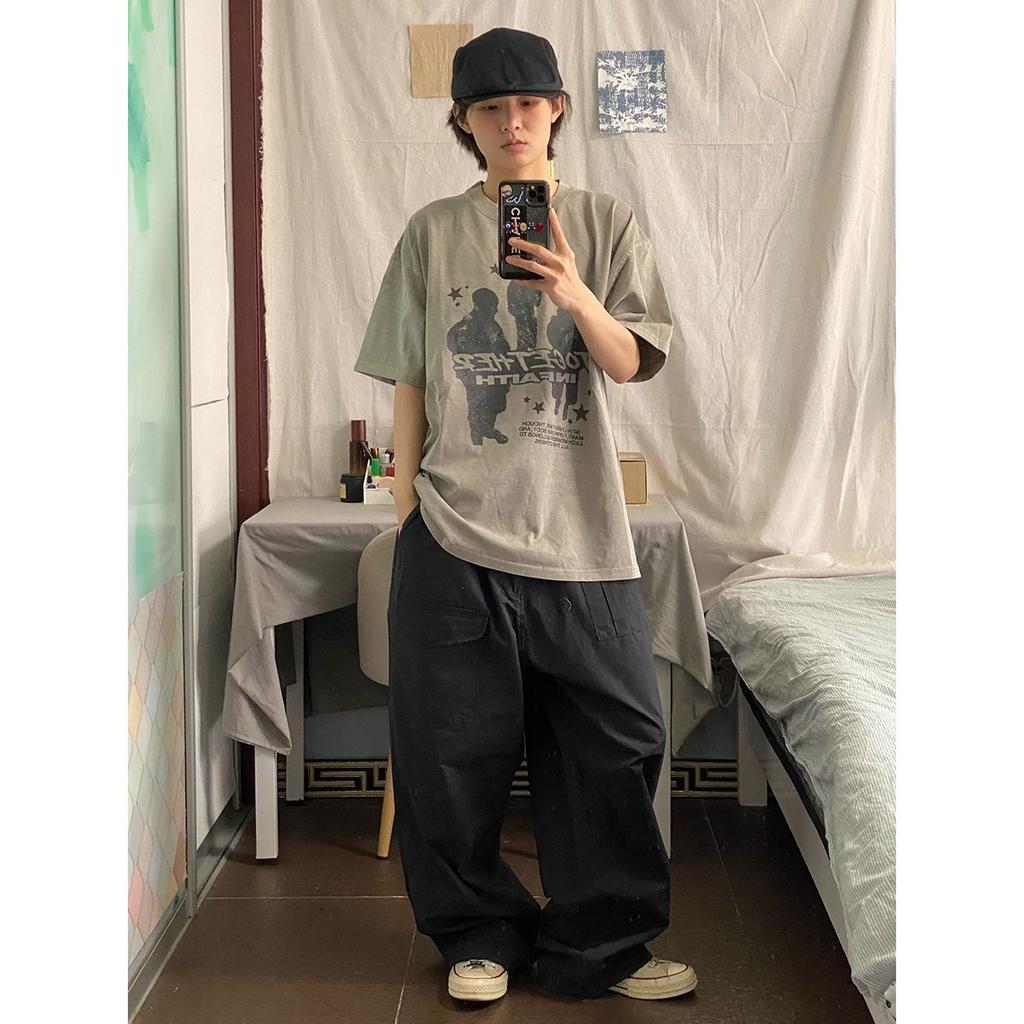 Summer New Men's Fashion Trendy T-shirt Versatile Crew Neck Casual Half Sleeve Printing Letter Short-Sleeved Shirt