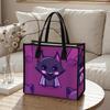 Cute Purple Bat Print Tote Bag Fashionable Casual Large Capacity Daily Handbag for Outdoor Shopping