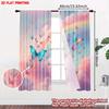 2D flat printing 2pcs Scene Curtains Rainbow Butterflies in Clouds Digital Printed Polyester Drapes Festive Curtains Use for