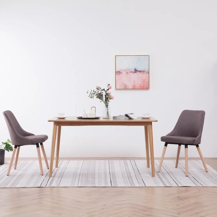 Chaises de salle à manger - CEN - Lot de 2 - Tissu taupe - Pieds en bois massif