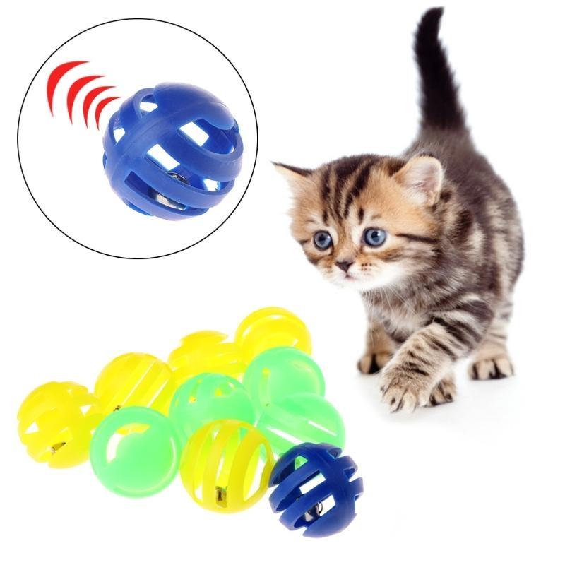 Slotted Toy Balls for Kitten Training and for Play Rattle Pet Supplies for Cats Assorted Color Slotted Balls