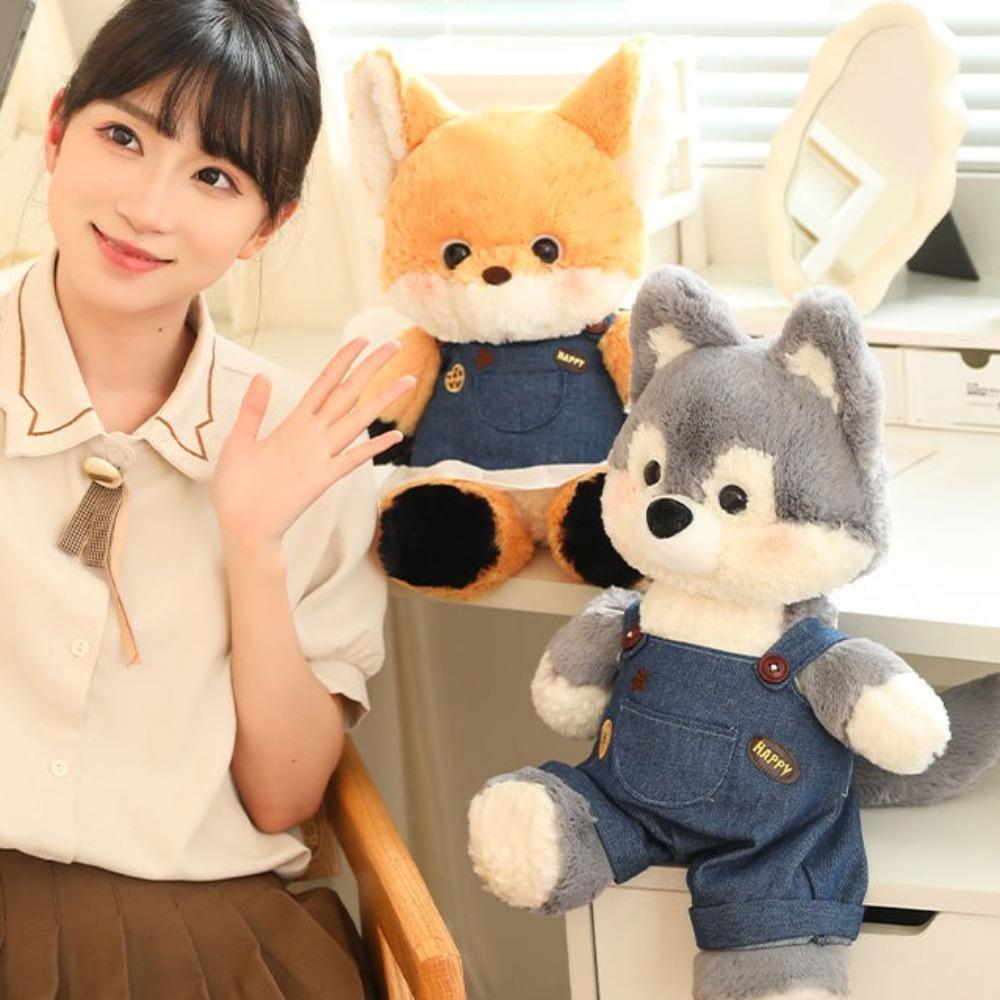 Cartoon Running Wolf Plush Toy Fluffy Animal Plushies Dolls Cartoon Stuffed Animals  Kids Toys