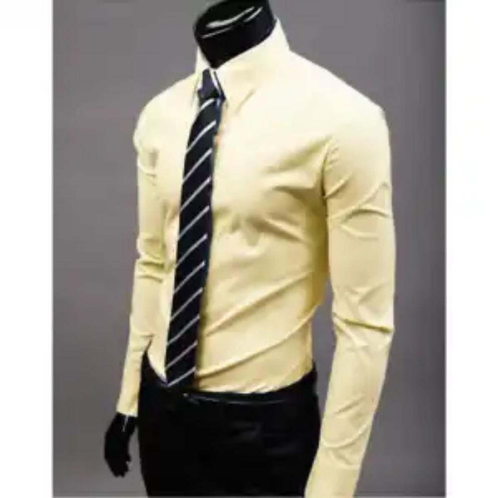 New Spring and Autumn Fashion Leisure Business Simple Polo Collar Long Sleeve Solid Color Slim Fit Men's Inch Shirt