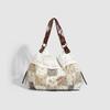 Borsa in Tessuto Patchwork Floreale, Borsa a Spalla Singola da Pendolare con Bordino in Pizzo Retrò