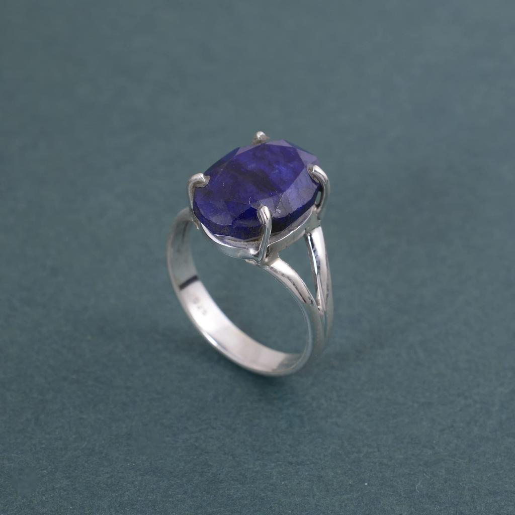 Blue Sapphire Ring, 925 Sterling Silver, Designer Ring, Statement Ring, Oval Ring, Boho Ring, Handmade Ring