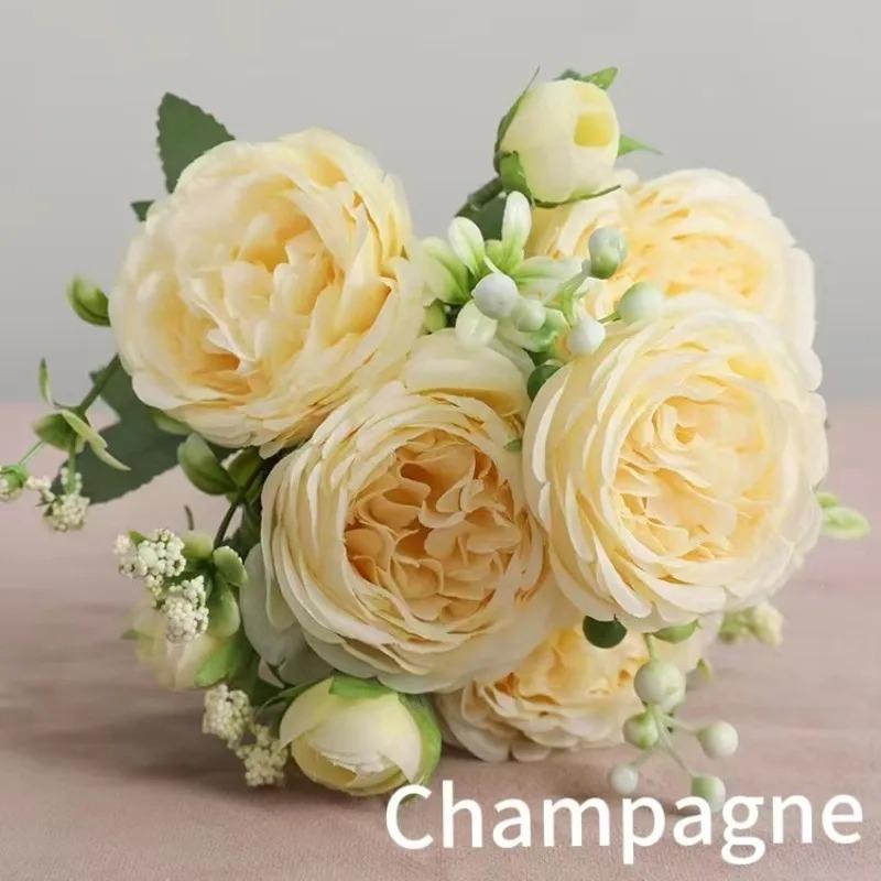 

Artificial Flowers Fake Silk Peony Vases for Home Room Decor Scrapbooking Festival Garland Wedding Bouquet Party Accessories L шампанского