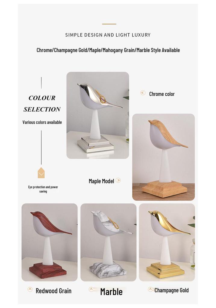Net Celebrity Bird Aroma Desk Lamp: Creative Magpie Touch Rechargeable Decorative Night Light for Bedroom & Student Reading