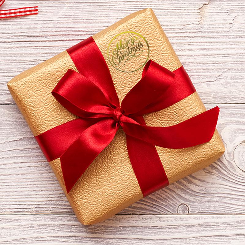 Christmas Gold Hot Stamping Transparent Round Self-Adhesive Stickers for Gift Packaging
