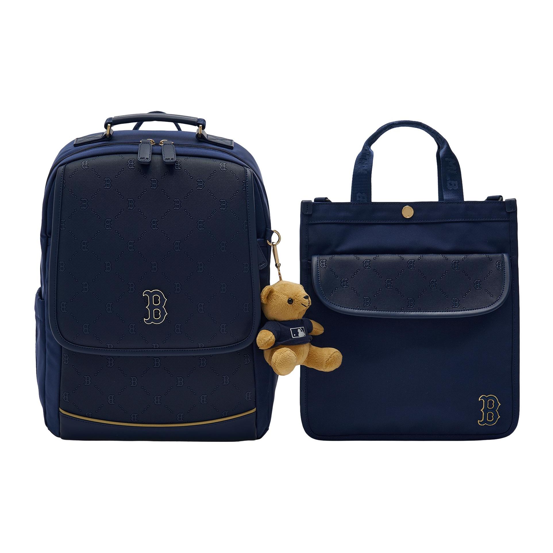 

MLB Boston Red Sox Vintage Diamond Letter Embossed Adjustable Shoulder Strap Zipper Closure Two-In-One Nylon Backpack Men Backpack 7ABKMD14N-43NYD Marine Blue