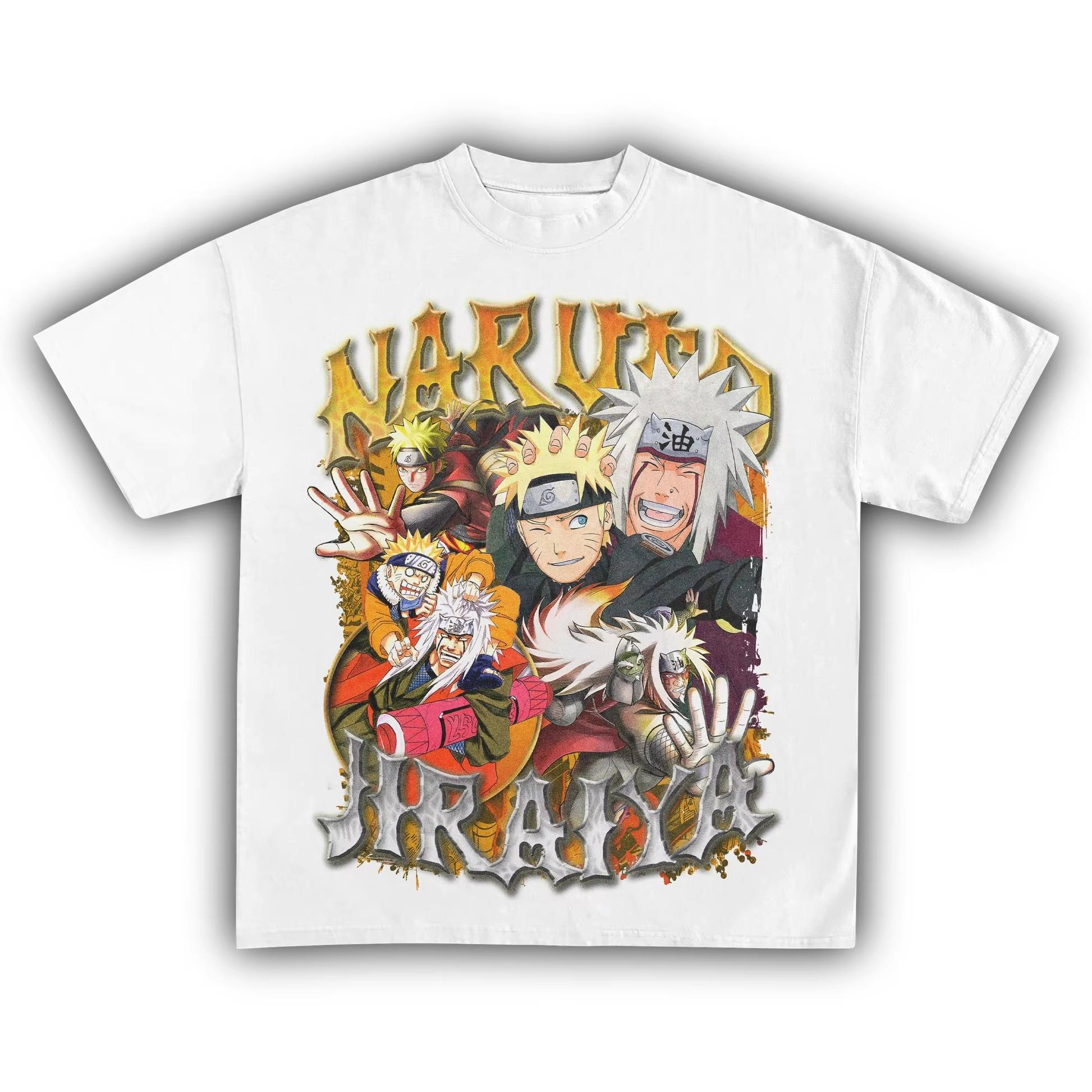 Naruto & Jiraiya Naruto Shippuden Anime Print T-shirt, Unisex Pure Cotton Short Sleeve Streetwear  Women And Men T-shirt 4XL