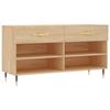 VidaXL Banc à Chaussures, Armoire à Chaussures avec 4 Étagères et Pieds, Meuble à Chaussures avec 2 Tiroirs Salon, Moderne, 829719
