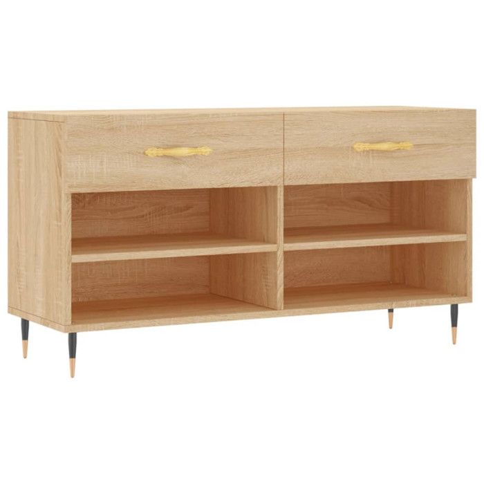 VidaXL Banc à Chaussures, Armoire à Chaussures avec 4 Étagères et Pieds, Meuble à Chaussures avec 2 Tiroirs Salon, Moderne, 829719
