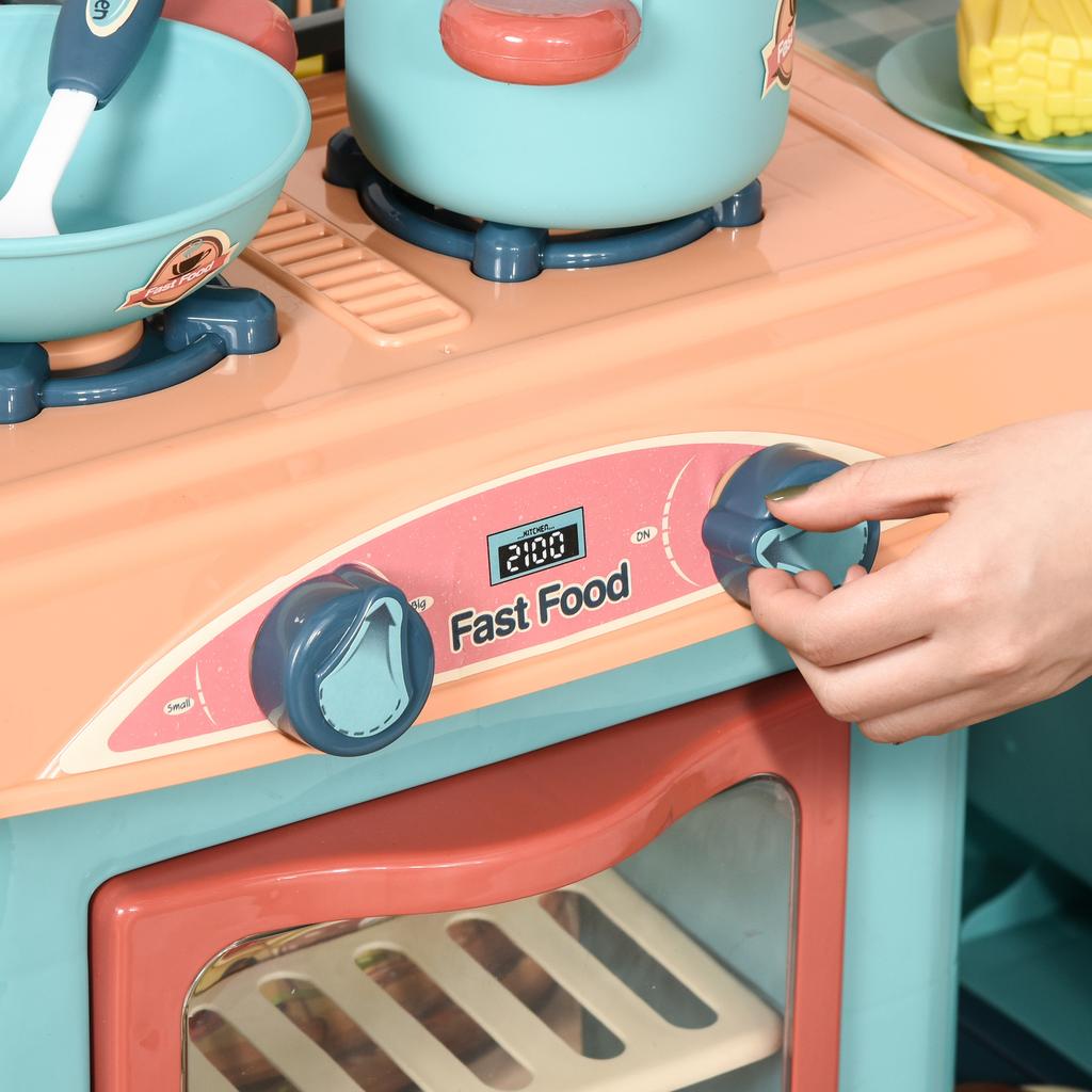 Toy Kitchen for Children 3-6 Years with Wheels Cash Register and Accessories 79.5x33x90.5 Cm Multicolor