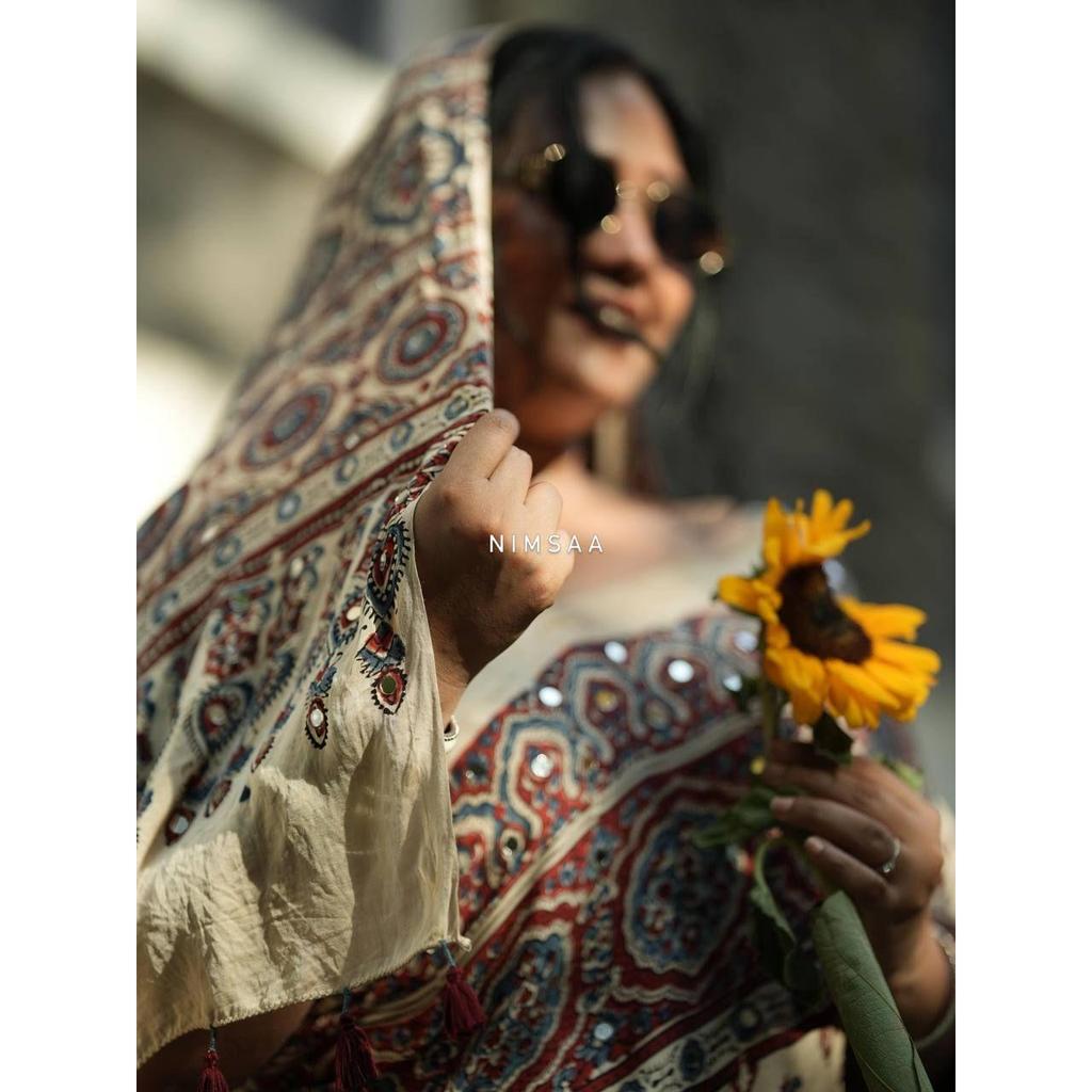 New Launch Designer Ajrakh Print Saree Collection