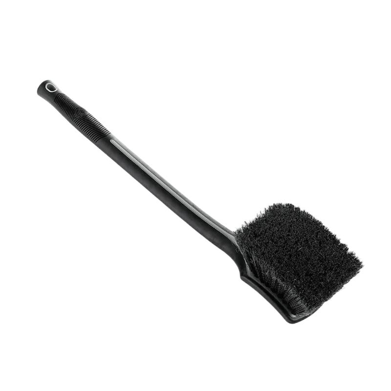Soft Bristle Wheel Brush with Long Handle, Wide Head and Hanging Hole for Tire Cleaning, Wheel Care and Vehicle Washing