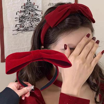 Elegant Velvet Bow Bezel Hairband for Women Korean Retro Headband Girls Hair Hoop for Holiday Party Hair Bands