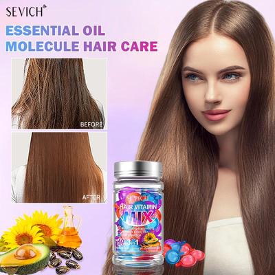 40gab Mix Hair Vitamīnu kapsulas Matu kopšanas eļļa, kas atjauno bojātus gludus matus, barojošs keratīna komplekss eļļa