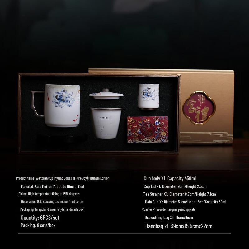 Cha Xun Xin Yue Jiang Shan Mutton-fat Jade White Porcelain Tea Infuser Cup with Lid