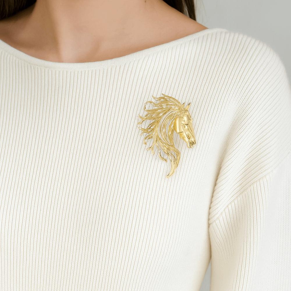 Unisex Design Horse Head Brooches Luxury Glossy Horse Brooches New Brooches Jewelry  New Year Gifts