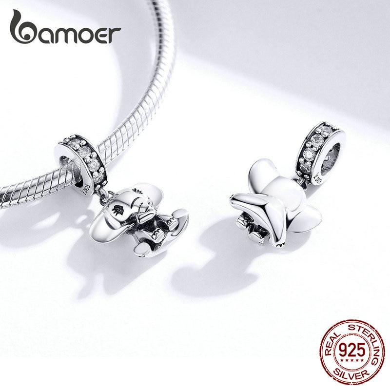 Bamoer Stříbrné šperky 925 Přívěsek slůně Kohout pes na originální náramek nebo náhrdelník