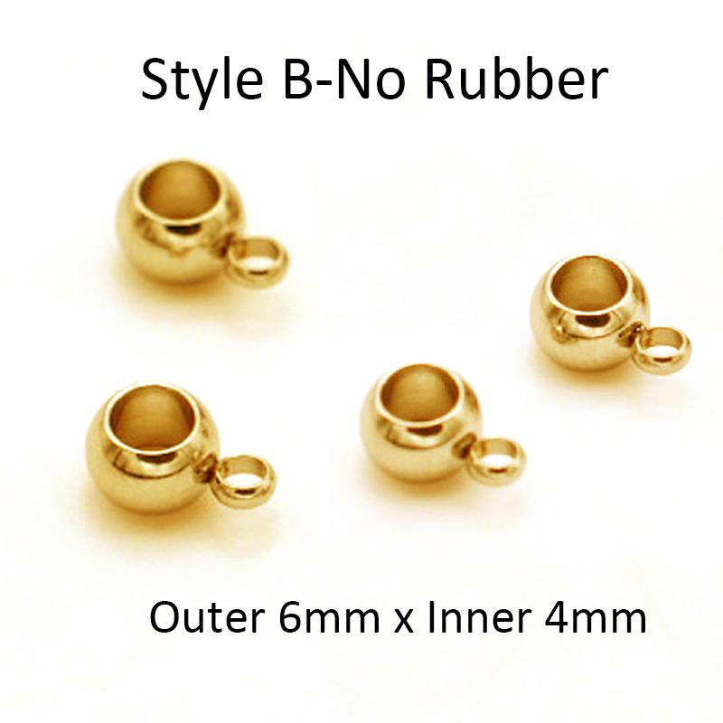 20pcs Stainless Steel Stopper Beads for Earring Necklace Bracelet Jewelry Making DIY Gold Bail Bead Hanger Rings Rubber Beads