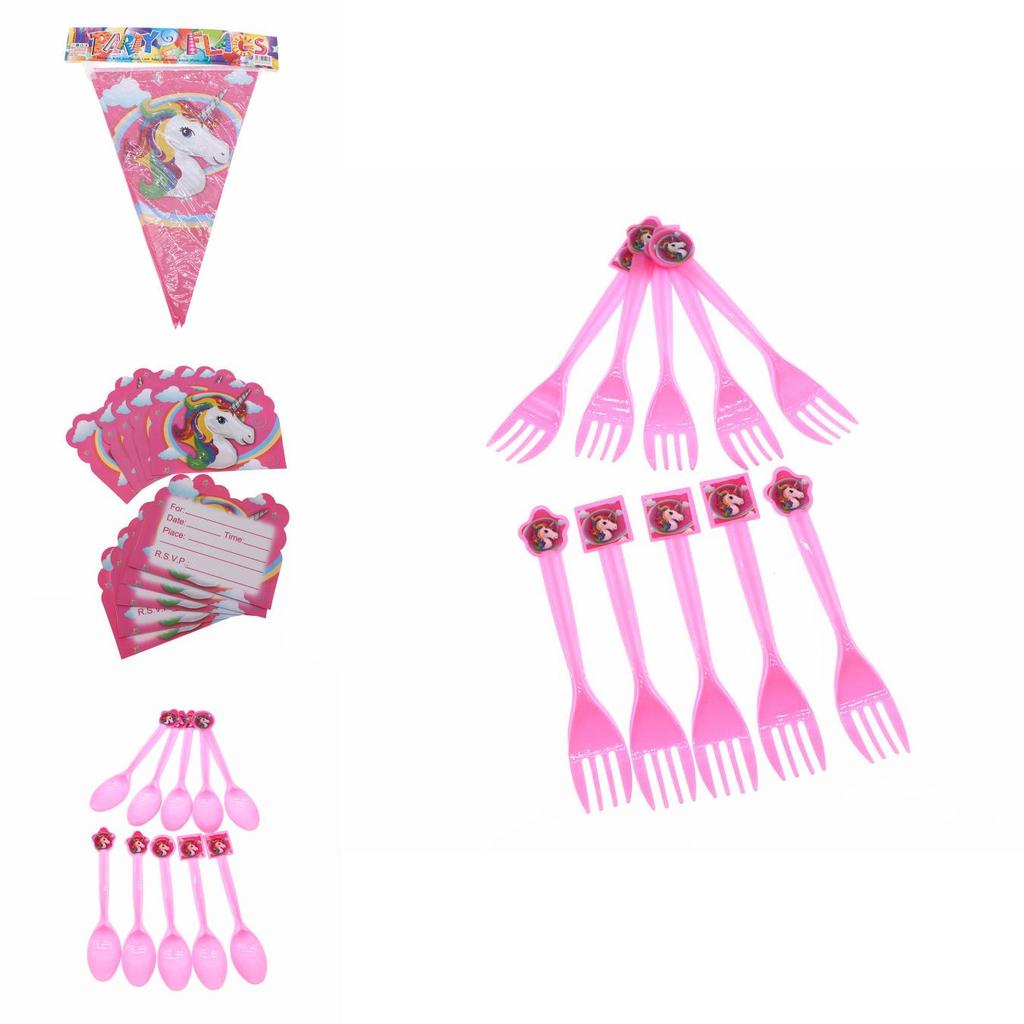 Magical Unicorn Kids Birthday Party Supplies Featuring Colorful Plates Cups And Banners