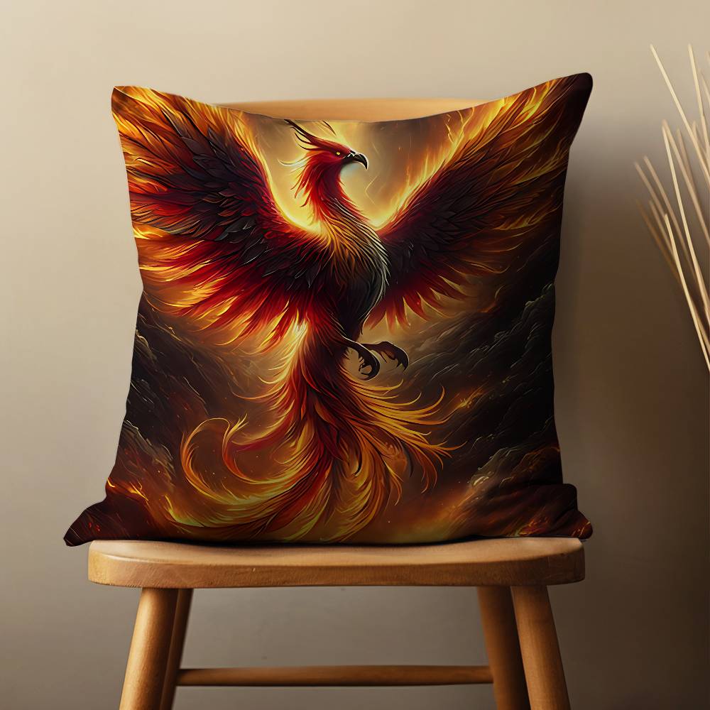 Myth Art Flame Phoenixs Throw Pillow Case Living Room Sofa Cushion Cover For Home Bedroom Decoration And Protector