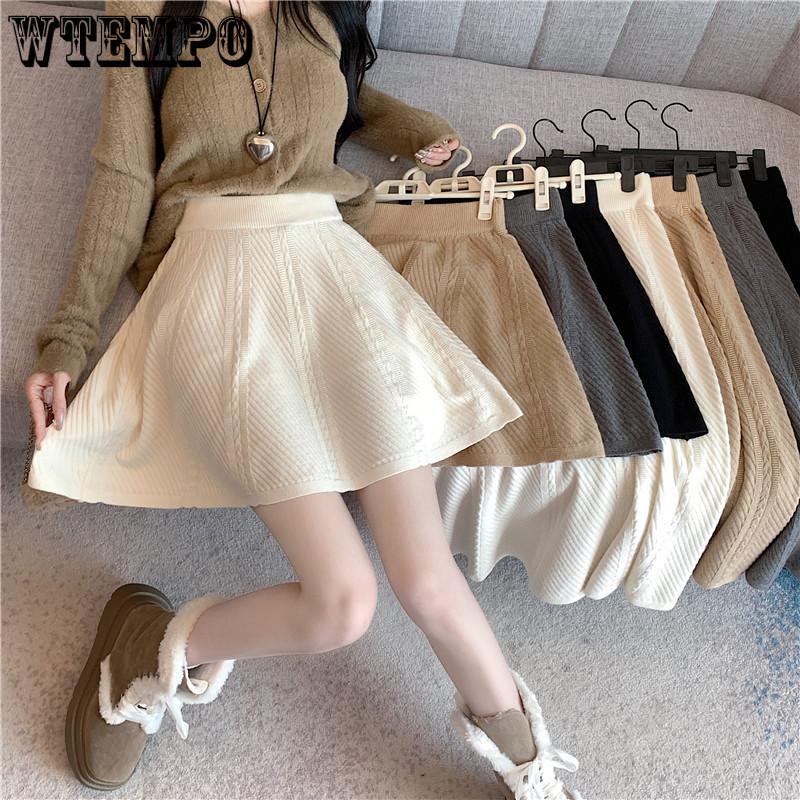 Autumn/Winter Short Skirt Knitted Half Length Skirt High Waist A-line Umbrella Skirt