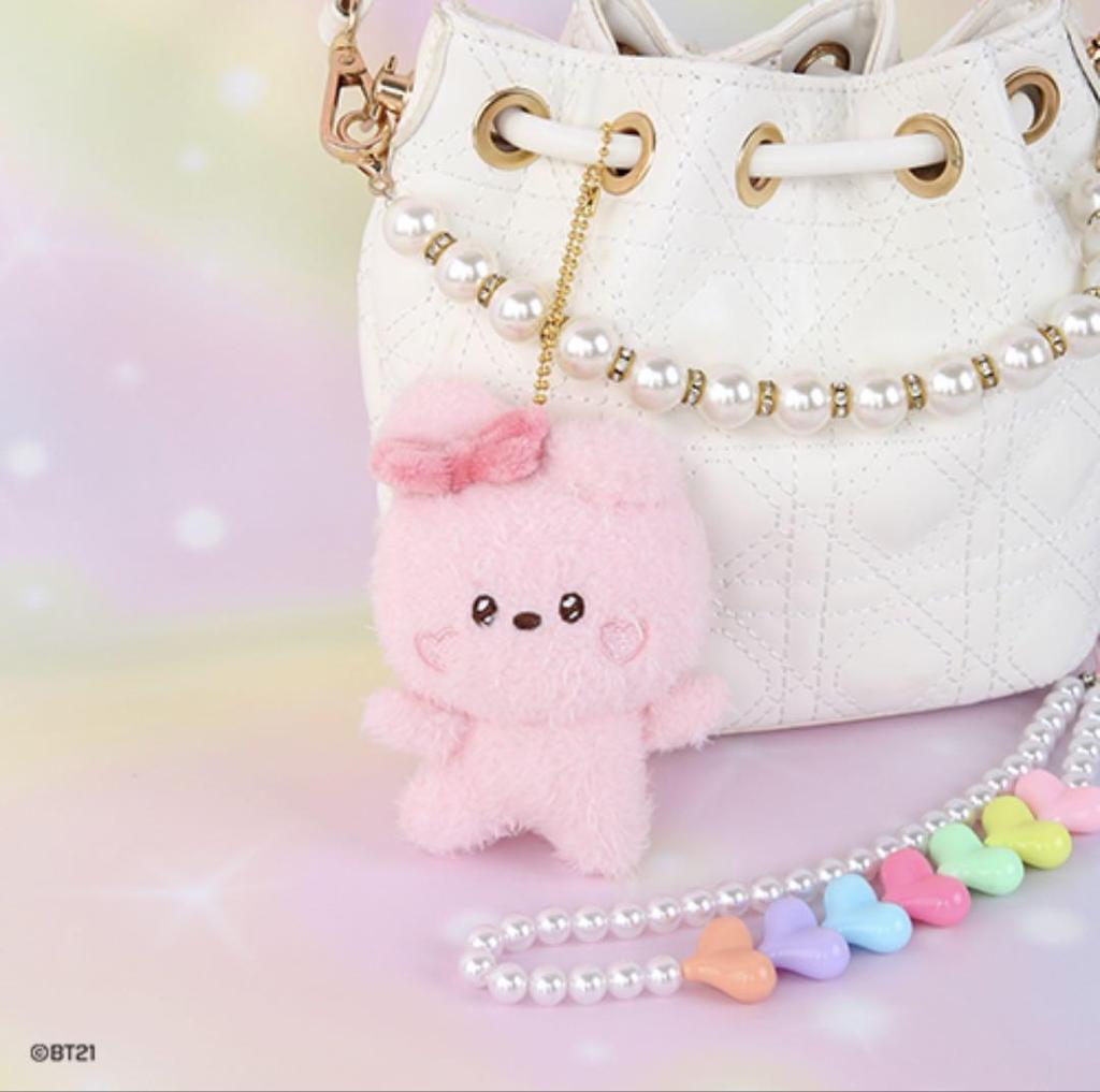 [USED] BT21 minini Plush Key Ring LOVELY Ribbon COOKY