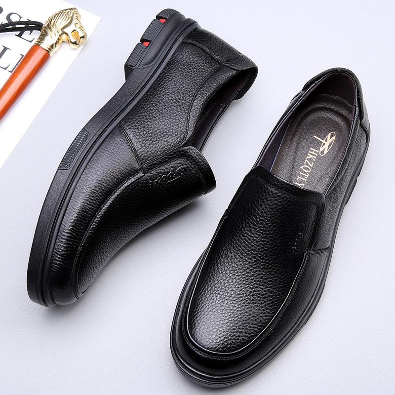 Foreign Trade Large Size 46 Size 47 Leather Sandals Men's Dad Shoes Cowhide Leather Soft Sole Summer Hollow Hole Shoes