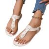 Thong Sandals for Women 2025 Summer Simple Fashionable Flats Outdoor Beach Shoes Casual Ladies Rome Sandals