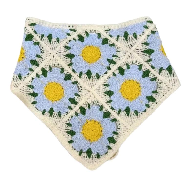 

Knitted Hollowout Head Scarf Vacation Hair Kerchiefs Travel Headscarf Bandannas синій