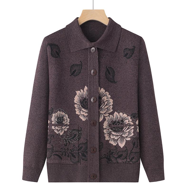 Lightweight Spring & Autumn Cardigan for Mature Women: Perfect for Mothers and Grandmothers in Their 70s and 80s, Loose Fit, Comfortable Knit Sweater