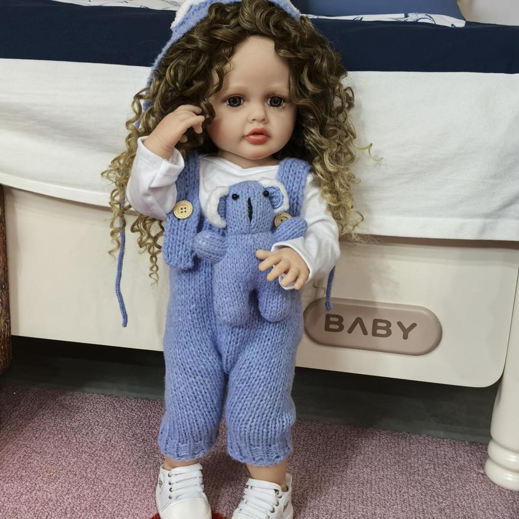 Cute Reborn Baby Girl Dolls Full Silicone Vinyl Can Bathe Lifelike Newborn Babies Doll Wear Wool Clothes Kids Playmate Toy Easter Decoration