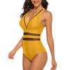 Sexy Swimwear Women One Piece Swimsuits Solid Mesh Bathing Suits Cross Back Beach Wear